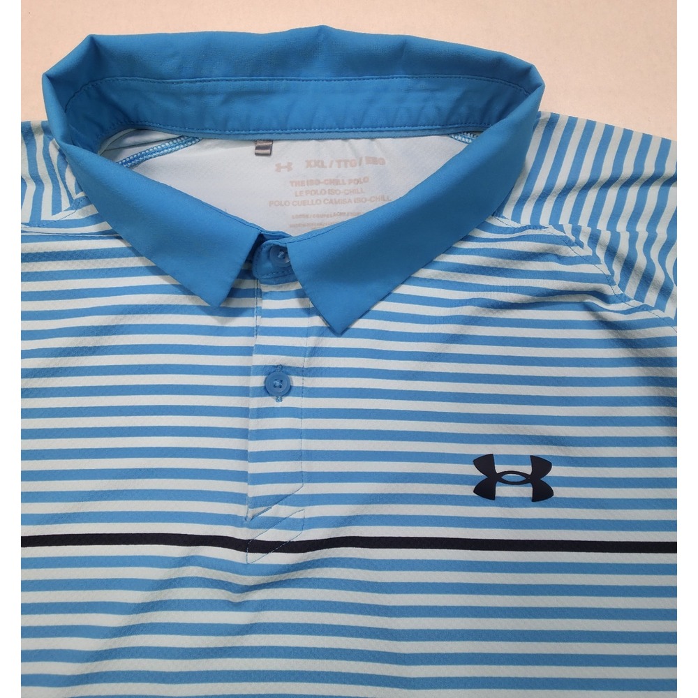 Under Armour Iso Chill Golf Polo Men 2XL Stripe Print Nylon Stretch Limited Use‎